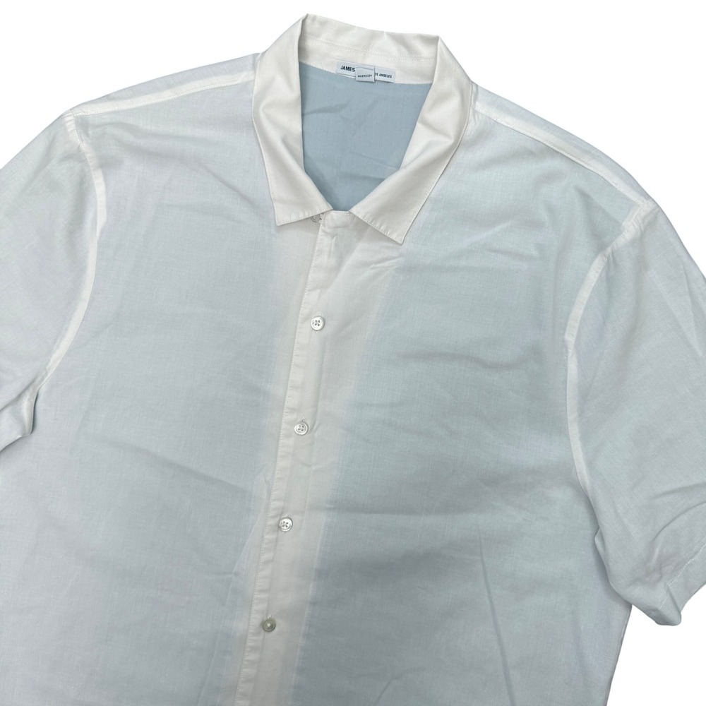 James Perse Poplin Shirt Women Size 2 White Short Sleeve Button Down MLC3555